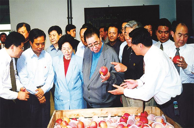 2000年5月4日中共中央政治局常委、天下人大常委会委员长李鹏视察lehu乐虎果业.jpg