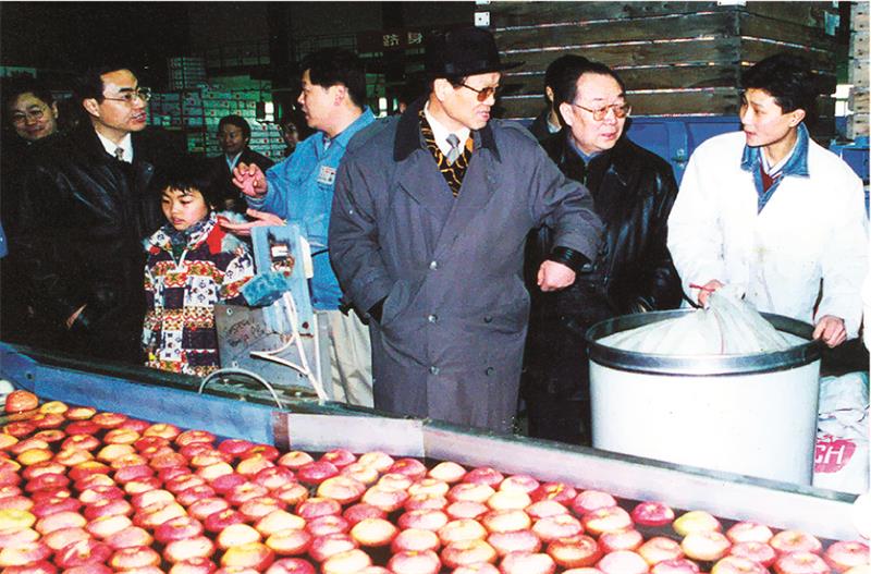 2000年1月31日，，，，中共中央政治局委员、中国科学院院长李铁映视察lehu乐虎果业.jpg